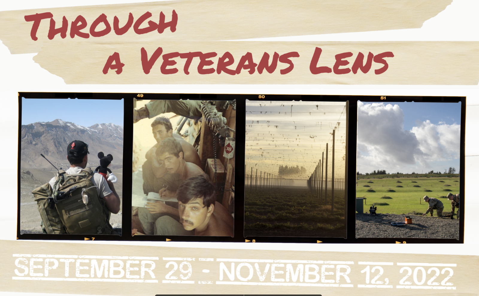 graphic with four images for Through a Veterans Lens show